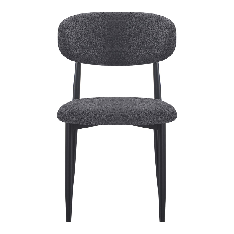 Καρέκλα Folegio pakoworld μπουκλέ σε ανθρακί απόχρωση με μαύρα πόδια 50x57x79.5εκ | 4 τμχ