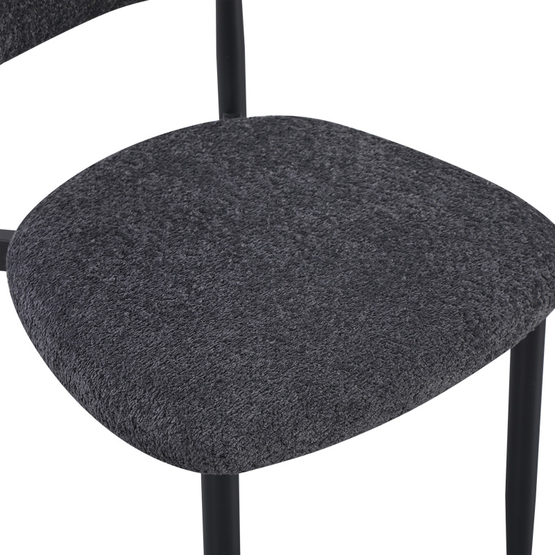 Καρέκλα Folegio pakoworld μπουκλέ σε ανθρακί απόχρωση με μαύρα πόδια 50x57x79.5εκ | 4 τμχ