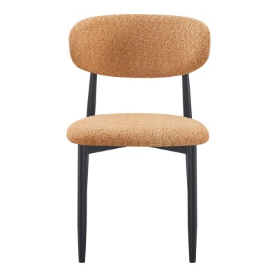 Καρέκλα Folegio pakoworld μπουκλέ σε camel απόχρωση με μαύρα πόδια 50x57x79.5εκ | 4 τμχ