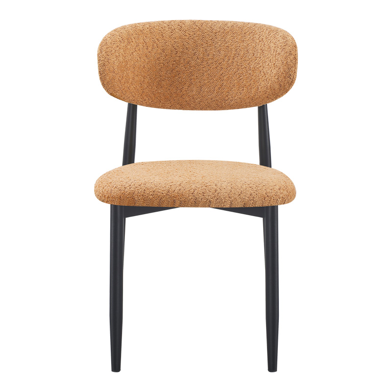 Καρέκλα Folegio pakoworld μπουκλέ σε camel απόχρωση με μαύρα πόδια 50x57x79.5εκ | 4 τμχ