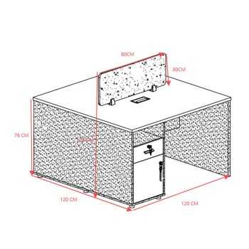 Γραφείο εργασίας επαγγελματικό 2 θέσεων Dakota pakoworld σε καρυδί-ανθρακί απόχρωση 120x120x76εκ
