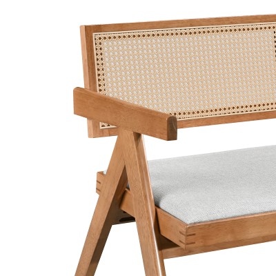 Καναπές Winslow pakoworld διθέσιος ξύλο rubberwood σε ανοιχτό καρυδί χρώμα-ύφασμα ανοιχτό γκρι 130x60x77.5εκ