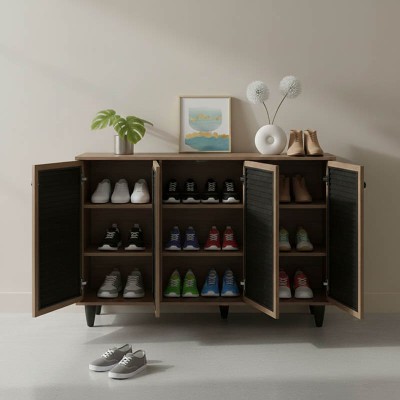 Παπουτσοθήκη-ντουλάπι Ronan pakoworld χρώμα καρυδί 105x35x66εκ