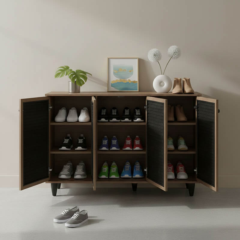 Παπουτσοθήκη-ντουλάπι Ronan pakoworld χρώμα καρυδί 105x35x66εκ