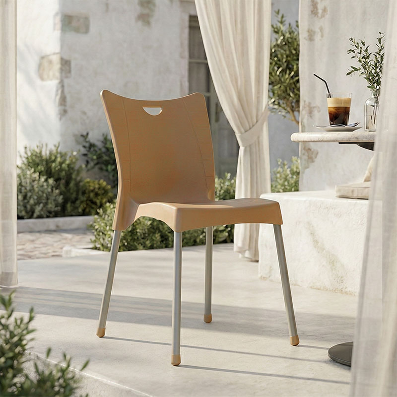 Καρέκλα Crafted pakoworld PP cappucino-αλουμίνιο γκρι