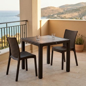 Τραπεζαρία Explore-Confident pakoworld σετ 3τεμ PP καφέ 90x90x73,5εκ