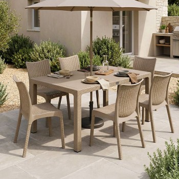 Τραπεζαρία Explore-Confident pakoworld σετ 7τεμ PP cappuccino 150x90x73,5εκ