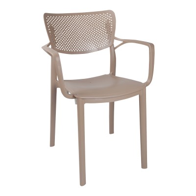 Τραπεζαρία Icon-Frontline pakoworld σετ 5τεμ PP σε cappuccino απόχρωση