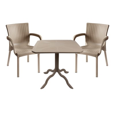 Τραπεζαρία Icon-Festive pakoworld σετ 3τεμ PP σε cappuccino απόχρωση