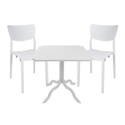 Τραπεζαρία Icon-Ignite pakoworld σετ 3τεμ PP σε λευκή απόχρωση