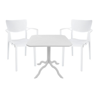 Τραπεζαρία Icon-Fontline pakoworld σετ 3τεμ PP σε λευκή απόχρωση