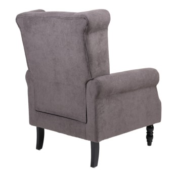 Πολυθρόνα Piore pakoworld ανθρακί ύφασμα και πόδι rubberwood σε μαύρη απόχρωση 77x80x106εκ