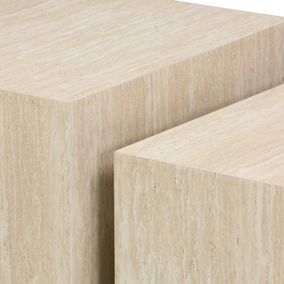 Βοηθητικά τραπέζια Coffina pakoworld σετ 2τεμ mdf σε όψη τραβερτίνας