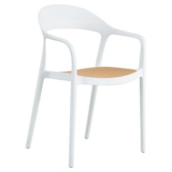 Πολυθρόνα Ember στοιβαζόμενη pakoworld με UV protection PP μπεζ- λευκό 52.5x56.5x81εκ.