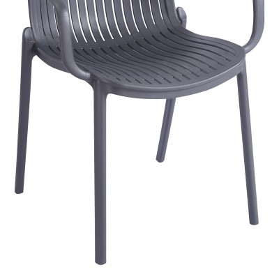 Πολυθρόνα Teragi στοιβαζόμενη pakoworld pp με UV protection ανθρακί 59x57x82εκ