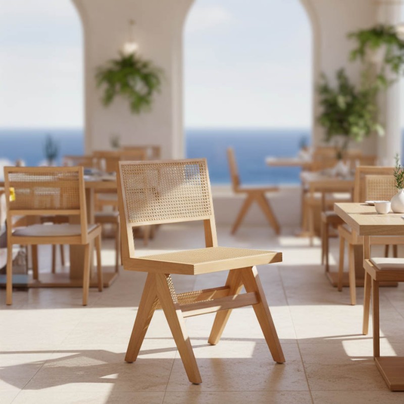 Καρέκλα Winslow pakoworld φυσικό rubberwood 45x56x82εκ