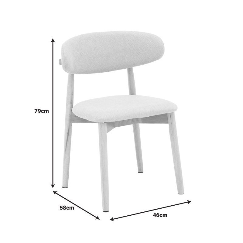 Καρέκλα Ubene pakoworld rubberwood και ύφασμα σε φυσική και μπεζ απόχρωση 46x58x79εκ | 2 τμχ
