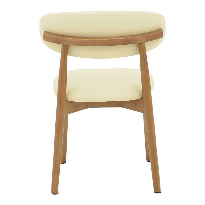 Καρέκλα Ubene pakoworld rubberwood και pu σε καρυδί και μπεζ απόχρωση 46x58x79εκ | 2 τμχ