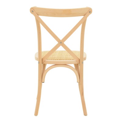 Καρέκλα Dylon pakoworld στοιβαζόμενη ξύλο οξιάς-rattan άβαφη 48x52x89εκ