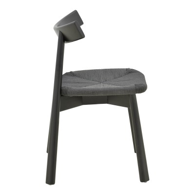 Καρέκλα Clareta pakoworld rubberwood-σχοινί σε μαύρη απόχρωση 53x55x79εκ