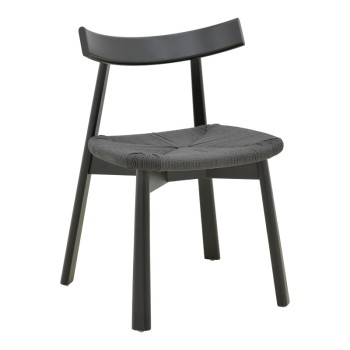 Καρέκλα Clareta pakoworld rubberwood-σχοινί σε μαύρη απόχρωση 53x55x79εκ