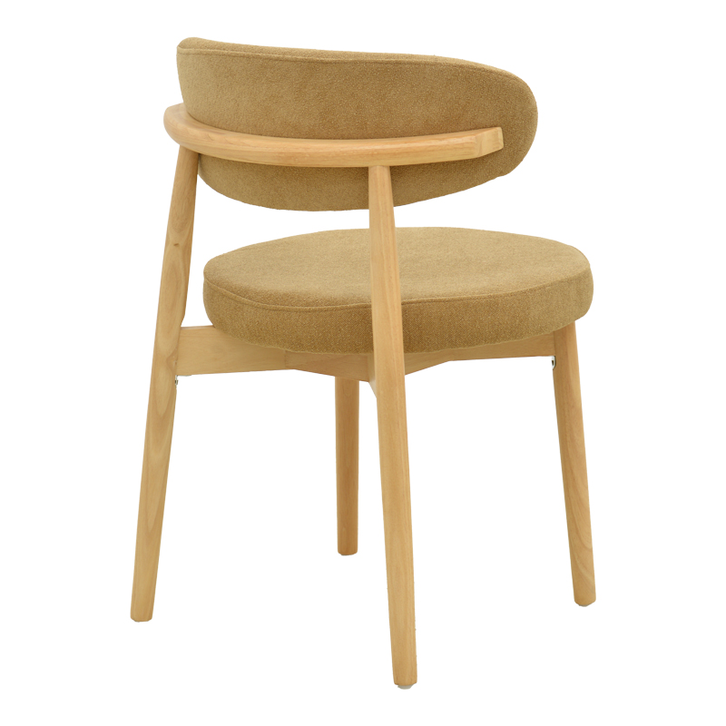 Καρέκλα Luben pakoworld ύφασμα καφέ - rubberwood σε φυσική απόχρωση 53x54x79εκ | 2 τμχ