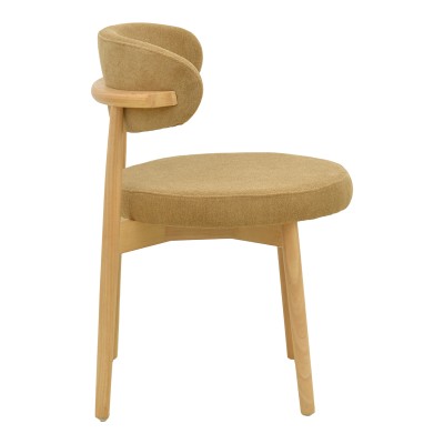 Καρέκλα Luben pakoworld ύφασμα καφέ - rubberwood σε φυσική απόχρωση 53x54x79εκ | 2 τμχ