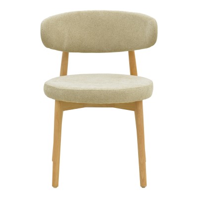 Καρέκλα Luben pakoworld ύφασμα γκρι - rubberwood σε φυσική απόχρωση 53x54x79εκ | 2 τμχ