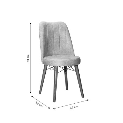 Καρέκλα Nevis I pakoworld ανθρακί antique ύφασμα-καρυδί πόδι | 2 τμχ