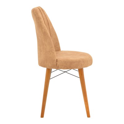 Καρέκλα Nevis I pakoworld antique καφέ ύφασμα-καρυδί πόδι | 2 τμχ