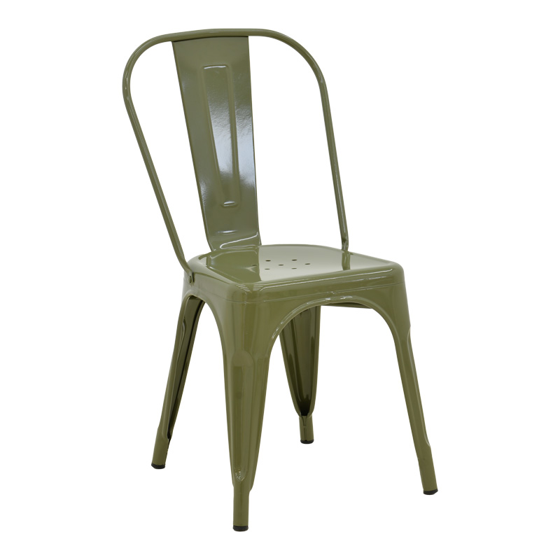 Καρέκλα Utopia pakoworld μέταλλο σε λαδί απόχρωση 44x44x85εκ