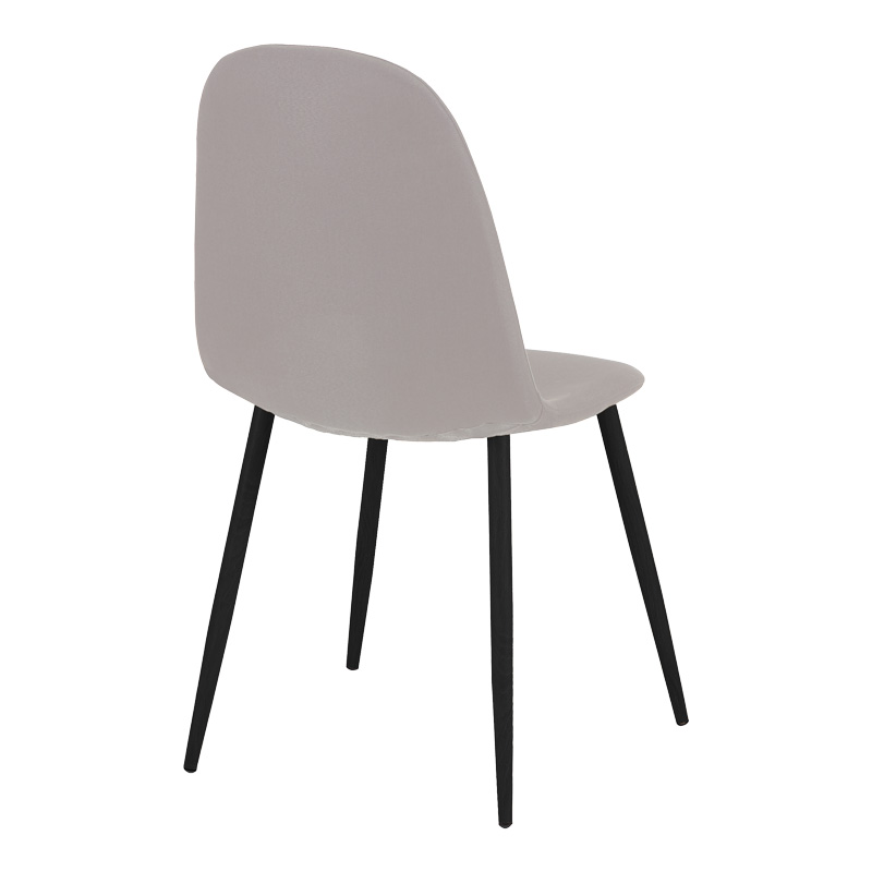Καρέκλα Bella pakoworld ύφασμα σε γκρι με πόδι μαύρο μέταλλο 43.5x52x89εκ | 4 τμχ