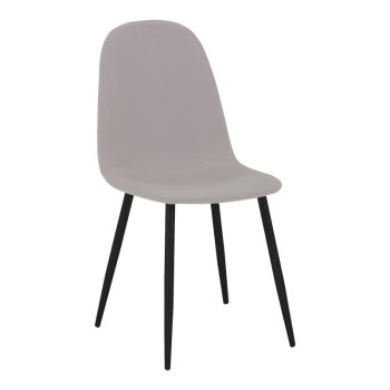 Καρέκλα Bella pakoworld ύφασμα σε γκρι με πόδι μαύρο μέταλλο 43.5x52x89εκ | 4 τμχ