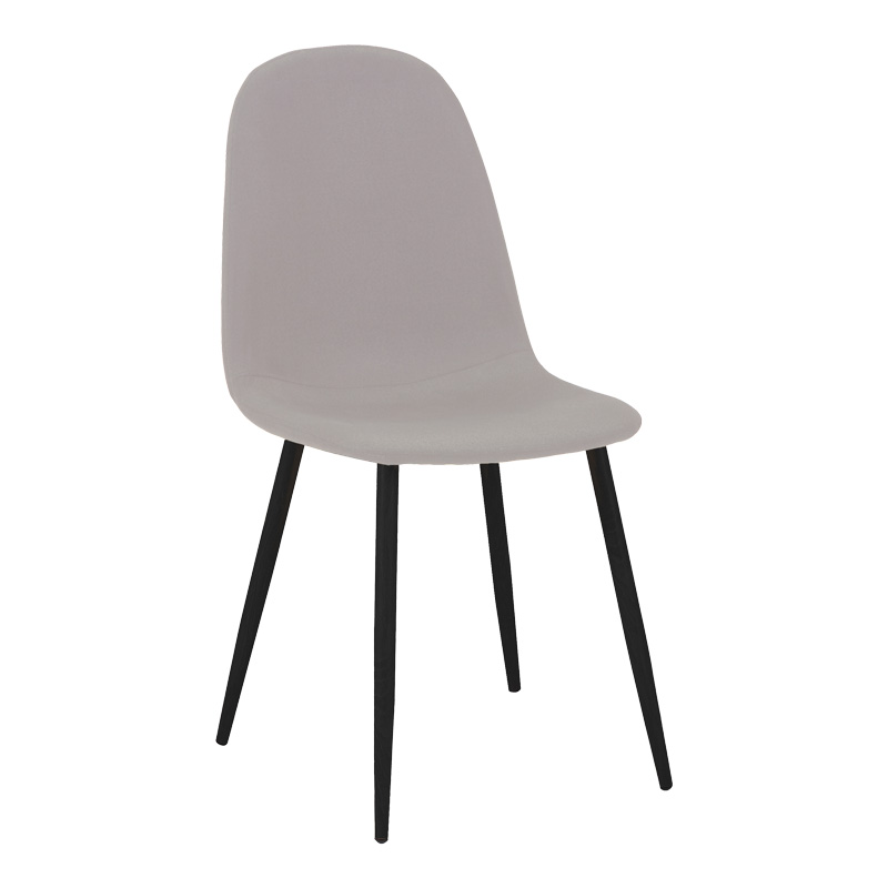 Καρέκλα Bella pakoworld ύφασμα σε γκρι με πόδι μαύρο μέταλλο 43.5x52x89εκ | 4 τμχ