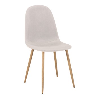 Καρέκλα Bella pakoworld ανοιχτό γκρι ύφασμα με πόδι μέταλλο σε φυσική απόχρωση 43.5x52x89εκ | 4 τμχ