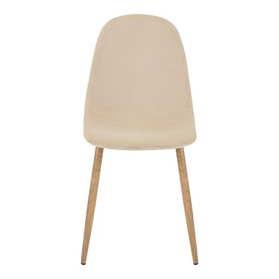 Καρέκλα Bella pakoworld μπεζ βελούδο με πόδι μέταλλο σε φυσική απόχρωση 43.5x52x89εκ | 4 τμχ