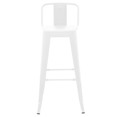 Σκαμπό μπαρ με πλάτη Utopia pakoworld μέταλλο σε λευκή ματ απόχρωση 42x42x97εκ