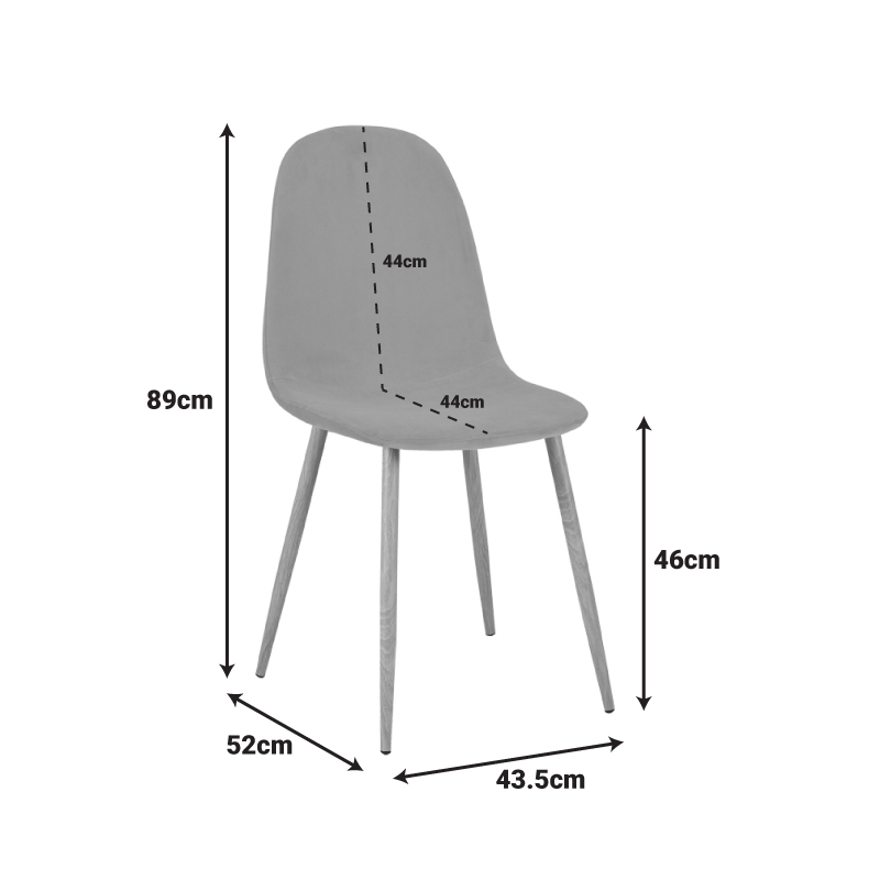 Καρέκλα Bella pakoworld μπεζ ύφασμα με μεταλλικό πόδι σε φυσική απόχρωση 43.5x52x89εκ | 4 τμχ