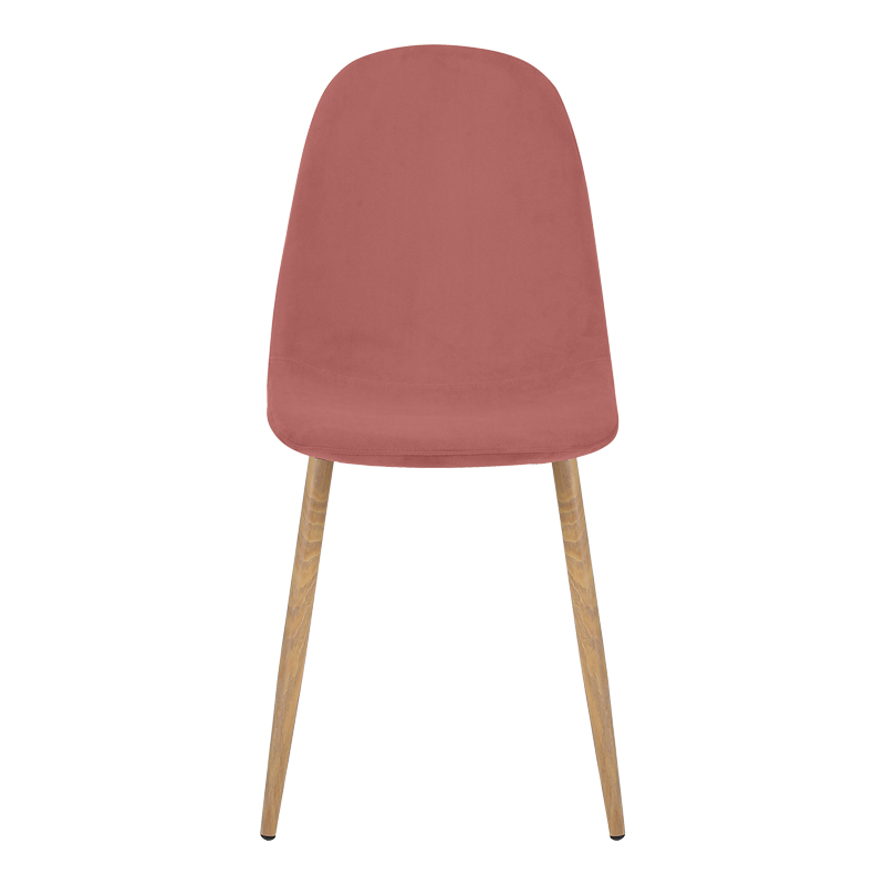 Καρέκλα Bella pakoworld σάπιο μήλο βελούδο με μεταλλικό πόδι σε φυσική απόχρωση 43.5x52x89εκ | 4 τμχ