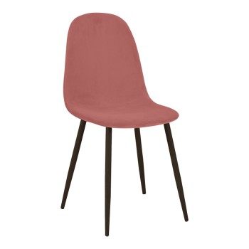 Καρέκλα Bella pakoworld σάπιο μήλο βελούδο με μεταλλικό μαύρο πόδι 43.5x52x89εκ | 4 τμχ