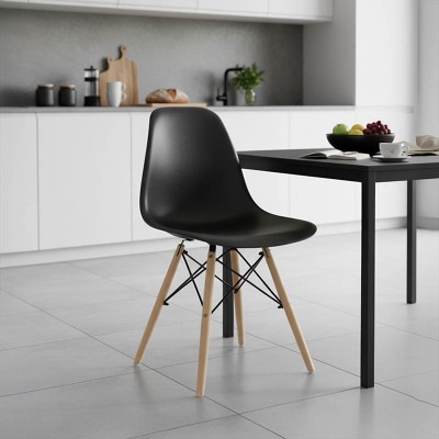 Καρέκλα Julita pakoworld PP μαύρο-φυσικό πόδι 46x50x82εκ