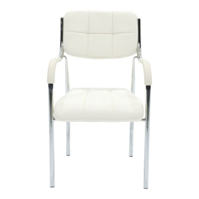 Καρέκλα επισκέπτη στοιβαζόμενη Otlen pakoworld λευκό pu-πόδι χρωμίου 47x45x87εκ