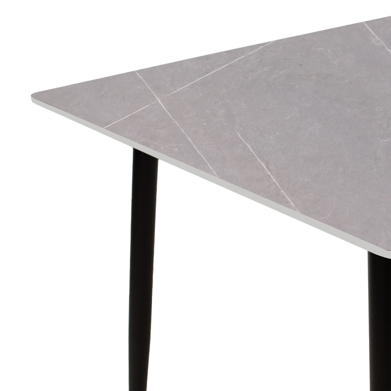 Τραπέζι Gustas pakoworld γκρι μαρμάρου sintered stone-μαύρο μέταλλο 160x80x75εκ