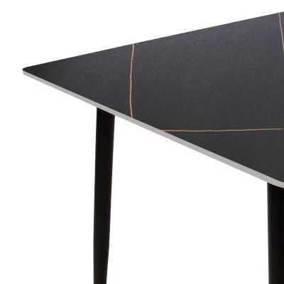 Τραπέζι Gustas pakoworld μαύρο μαρμάρου sintered stone-πόδι μαύρο μέταλλο 140x80x75εκ