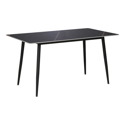 Τραπέζι Gustas pakoworld μαύρο μαρμάρου sintered stone-πόδι μαύρο μέταλλο 140x80x75εκ