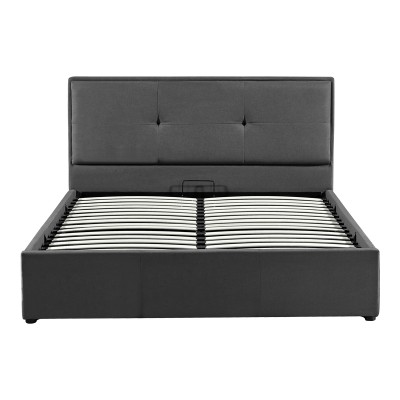 Κρεβάτι διπλό Sonnie pakoworld με αποθηκευτικό χώρο ύφασμα ανθρακί 150x200εκ