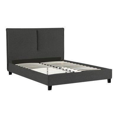 Κρεβάτι διπλό Majus pakoworld ύφασμα ανθρακί 160x200εκ
