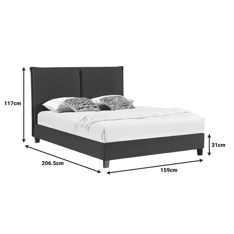 Κρεβάτι διπλό Majus pakoworld ύφασμα ανθρακί 160x200εκ