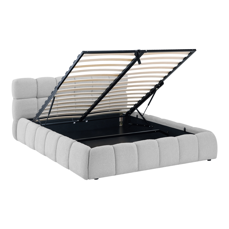 Κρεβάτι Jeby pakoworld ύφασμα σε γκρι απόχρωση με αποθηκευτικό χώρο 160x200εκ