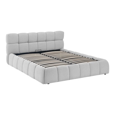 Κρεβάτι Jeby pakoworld ύφασμα σε γκρι απόχρωση με αποθηκευτικό χώρο 160x200εκ